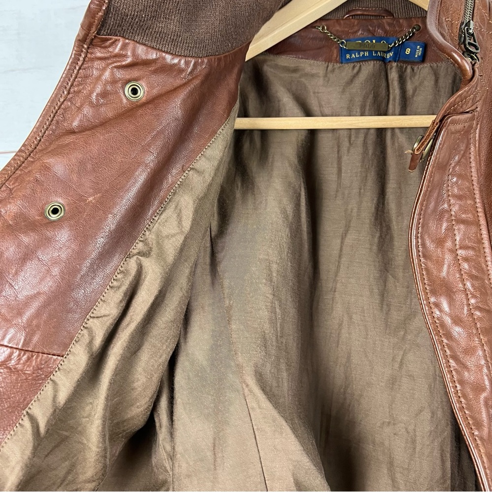 Polo Ralph Lauren Leather Jacket Size 8 - Picture 3 of 8